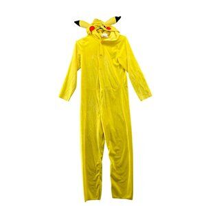 Pokemon Kids L 10-12‎ Pikachu Costume Jumpsuit Fleece Hooded Halloween